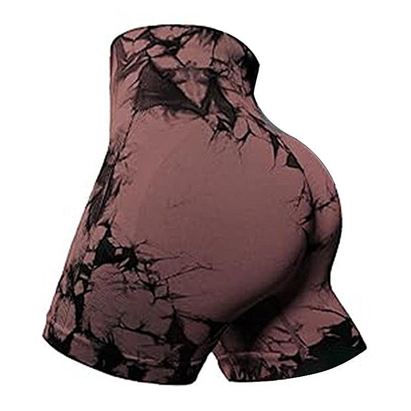 High-Waisted Hip-Lifting Tie-Dye Yoga Shorts Summer Three-Quarter Pants Running Fitness Tight Quick-Drying Sports Shorts For Women - Image 3